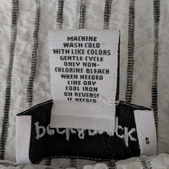 PECK & PECK White/Black Striped Fit & Flare Top; Roll-Tab Sleeves; Size S - Picture 7 of 7